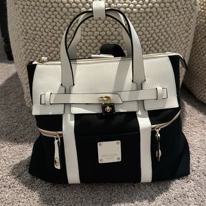 Henri Bendel large black jetsetter canvas backpack
